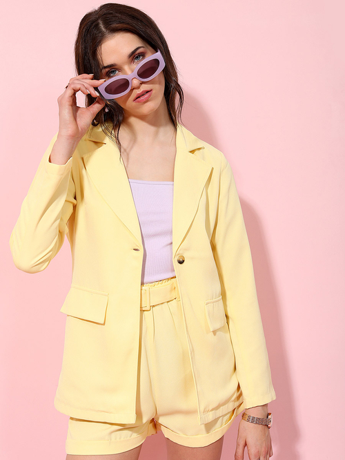 Yellow blazer co ord outlet