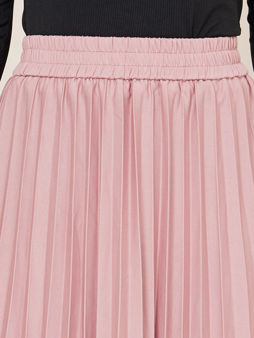 Pink jersey pleated midi skirt online