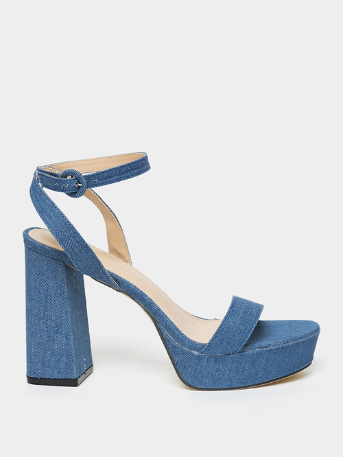 Denim block heel sandals sales