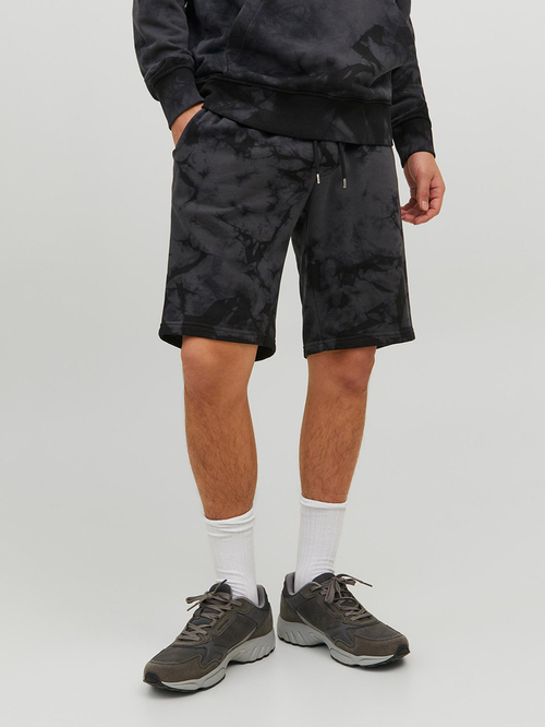 Buy Tie and Dye Loose Fit Sweat Shorts Black For Men Styli Bahrain