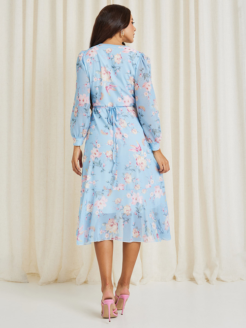 Chiffon wrap midi dress on sale