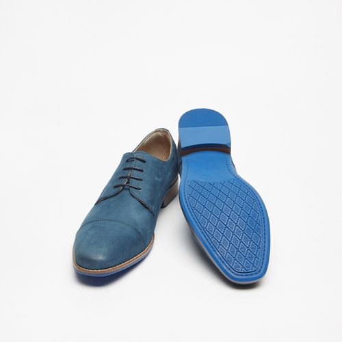 Buy Suede Look Lace Up Derby Shoes Blue For Men Styli UAE