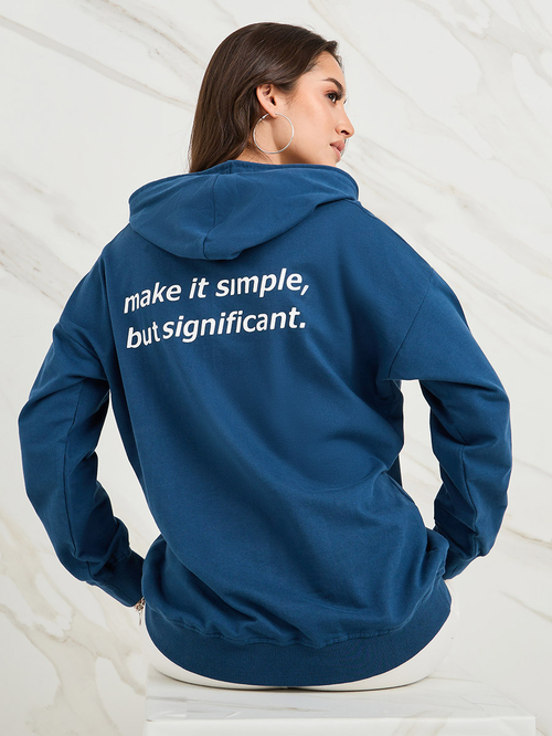 Navy longline hoodie top