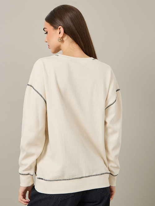 Cream slogan sweatshirt online