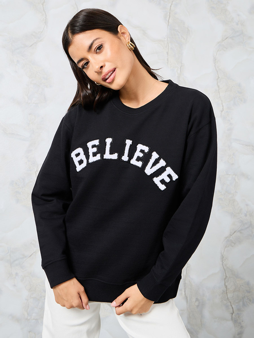 Black slogan sweatshirt clearance