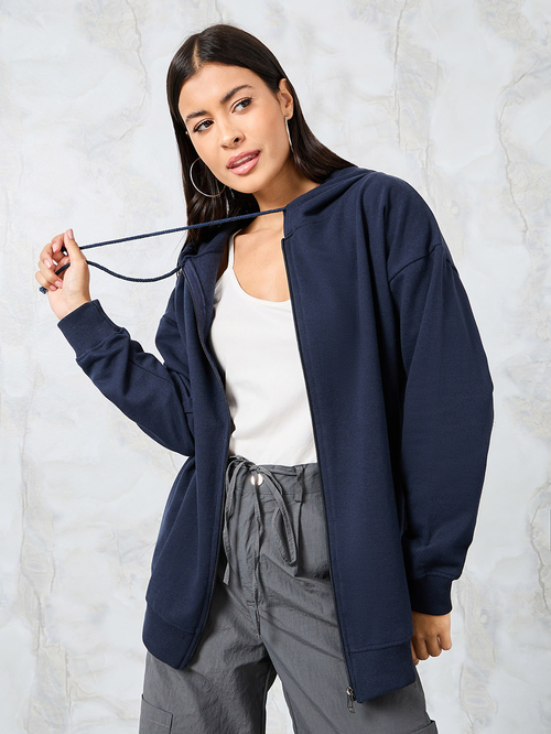 Navy longline hoodie outlet