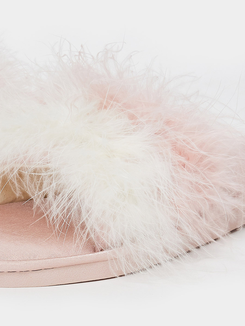 Buy Fluffy Furry Bedroom Slippers Pink For Women Styli UAE