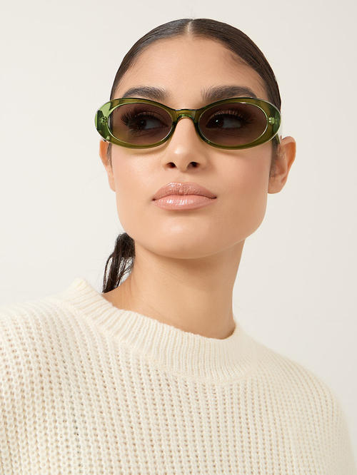 Buy Transparent Frame Oval Sunglasses Green For Women Styli Saudi