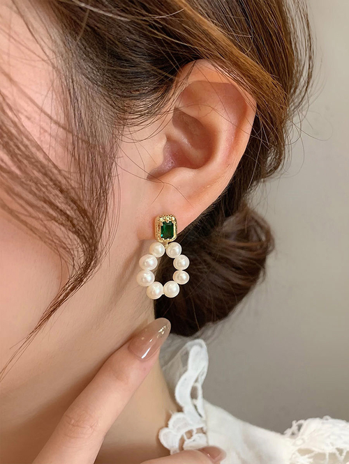 Faux pearl dangle earrings shop