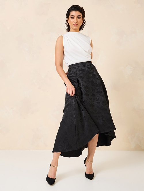 High low deals jacquard skirt