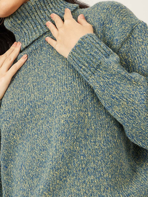 Buy Oversized Chunky Knit Mixed Yarn Sweater Multi For Women Styli UAE