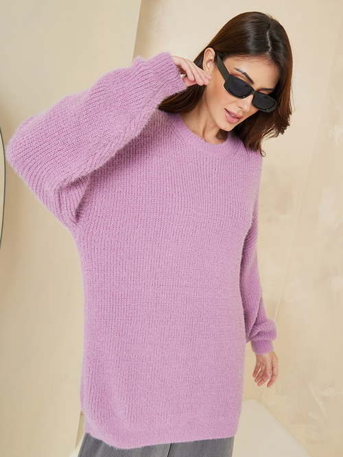 Fuzzy lavender sweater store