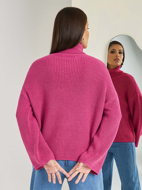 Chunky knit turtleneck sweater sales