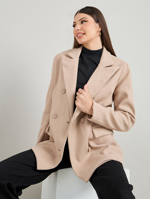 Long tan blazer womens deals