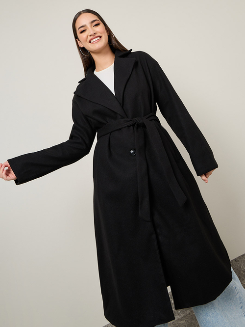 Long wool belted coat womens deals