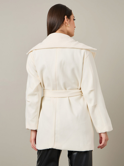 Cream belted coat new arrivals