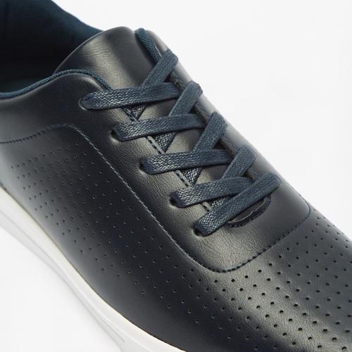 Blue leatherette lace up sneaker price hotsell