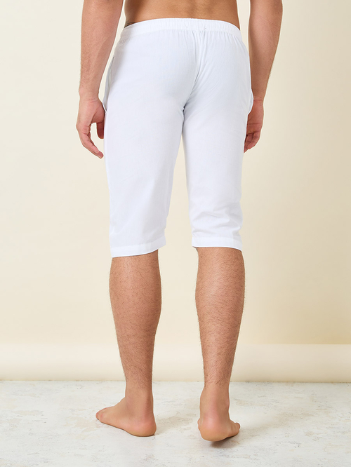 Buy Casual Night Long Boxer Shorts with Side Pocket White For Men Styli Saudi