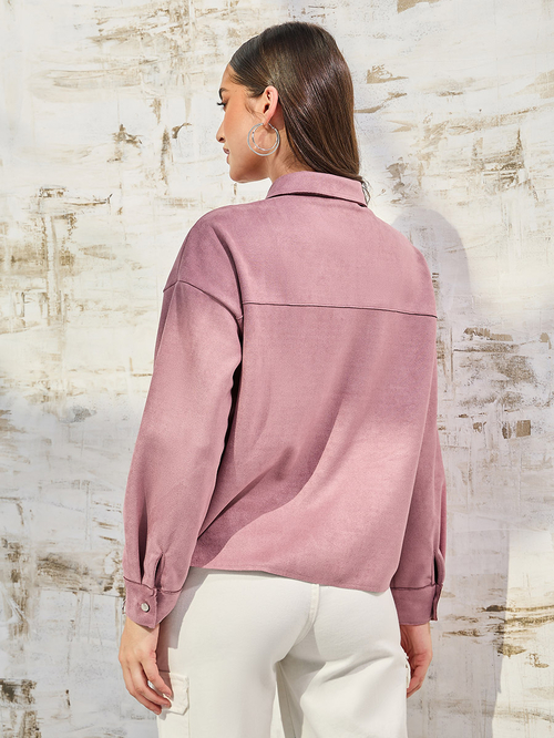 Pink suede shirt hot sale