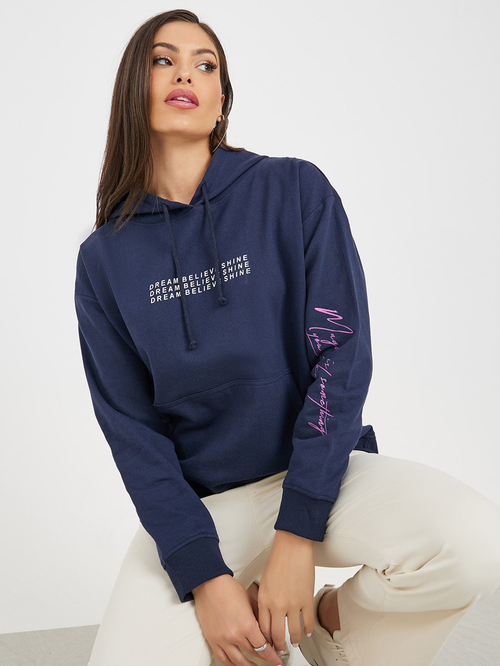 Slogan print hoodie cheap
