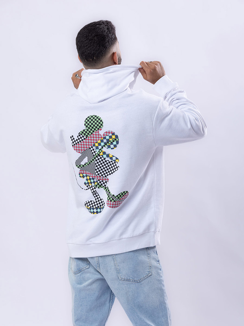 Buy Disney Mickey Mouse Graphic Longline Hoodie White For Men Styli UAE
