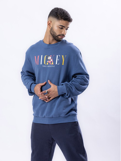 Buy Disney Mickey Mouse Oversized Sweatshirt Navy Blue For Men Styli UAE