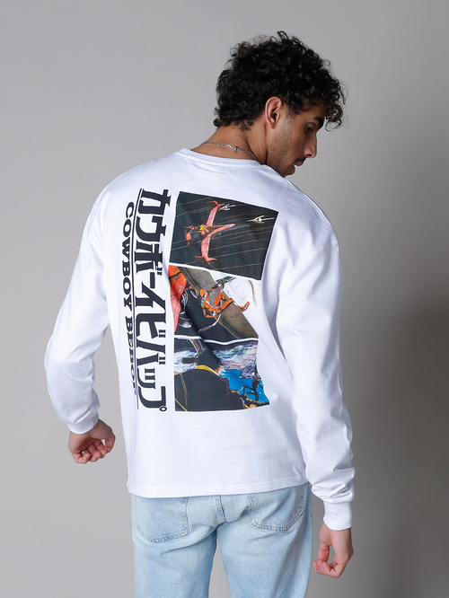 Buy Cowboy Bebop Graphic Regular Sweatshirt White For Men Styli Saudi