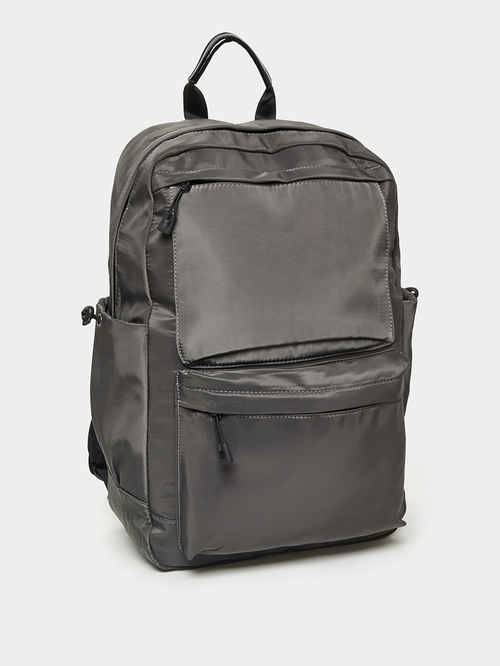 Buy Front Pocket Backpack with Back Strap Grey For Men Styli Saudi