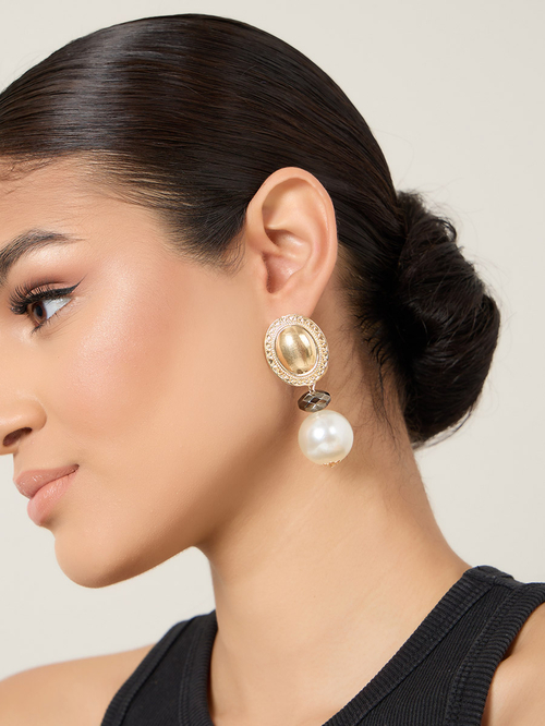 Big fake pearl earrings cheap