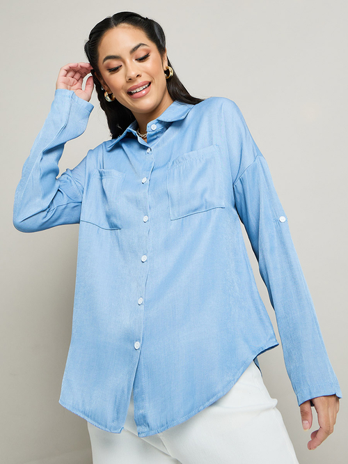 Longline button up shirt store