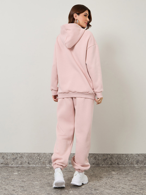 Womens Oversized Full Tracksuit, Fleece Matching Hoodie & Jogger Co-ord Set  Loungewear, In Bright Pink – Voi London