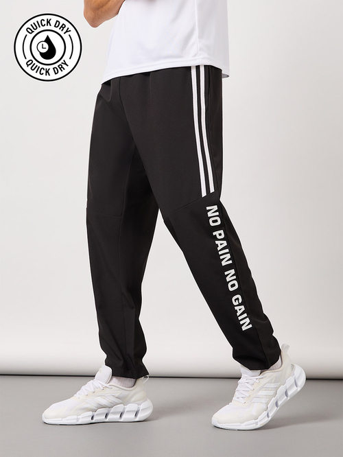 Buy Super Stretch Slogan Print Track Pants Black For Men Styli