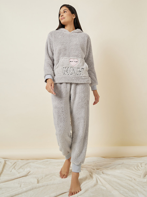 Fleece cuffed pyjamas sale