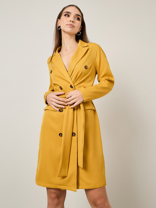 Yellow belted blazer outlet