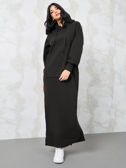 Hooded sweatshirt maxi dress top
