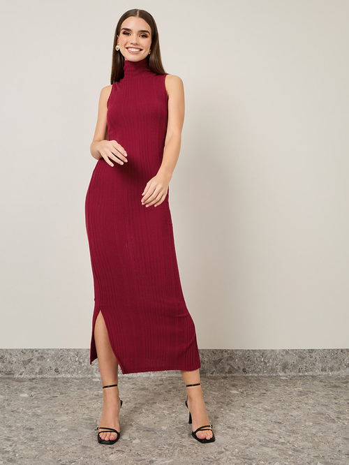 Burgundy bodycon hot sale maxi dress