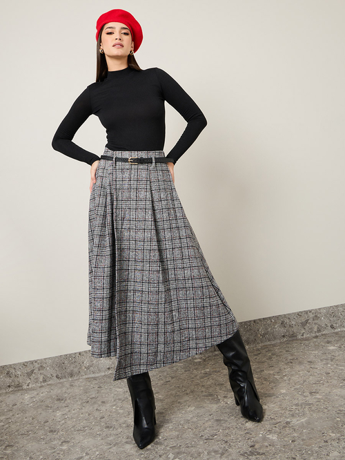 Plaid midi skirt quality discount