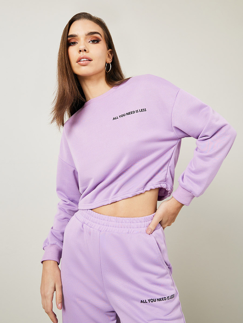 Slogan print crop hoodie 2025