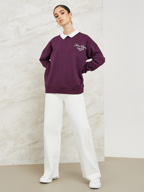 Embroidered sweatshirts with collar best sale
