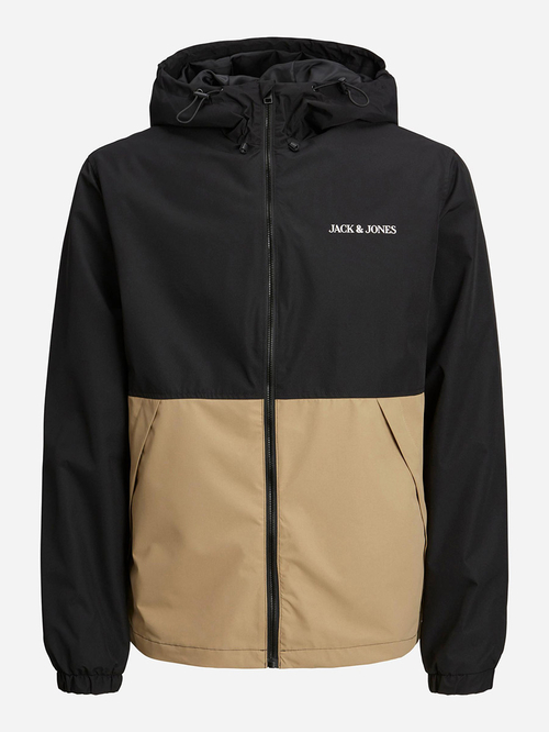 Black colour block windbreaker jacket store