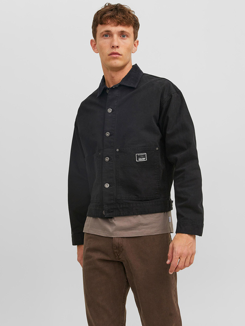 Short black denim jacket hot sale