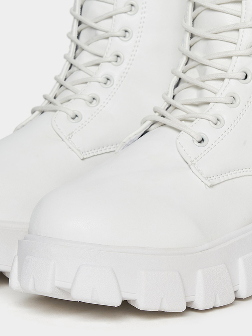 Buy Chunky Platform Combat Boots White For Women Styli Kuwait