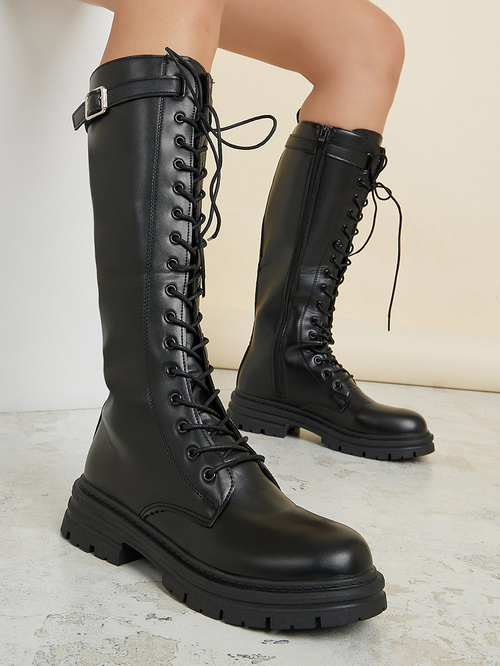 Calf high combat boots top