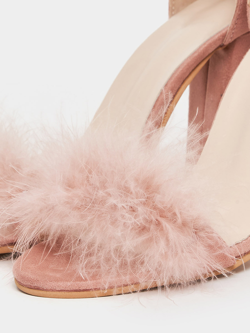 Faux fur sale sandals with strap