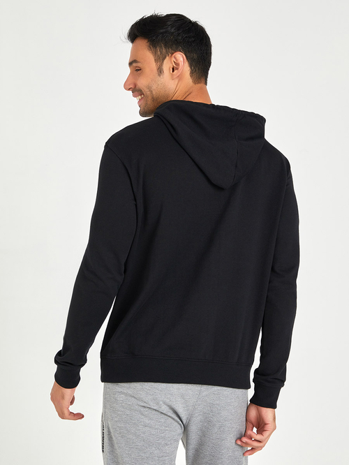 Buy Rose Embroidery Detail Relaxed Fit Hoodie Black For Men Styli Kuwait