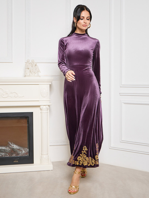 Long velvet discount maxi dress