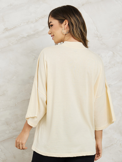 Oversized 3/4 sleeve t-shirt clearance