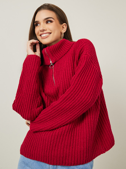 Chunky red turtleneck sweater hotsell