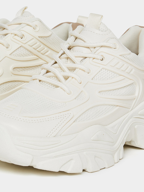 Buy Contrast Panel Chunky Sneakers Nude For Women Styli UAE