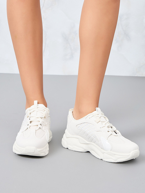 Chunky white trainers womens top